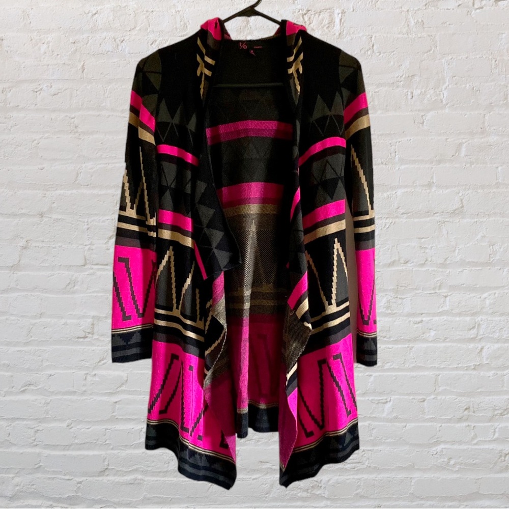 HOODED OPEN FRONT DRAPED SWEATER CARDIGAN